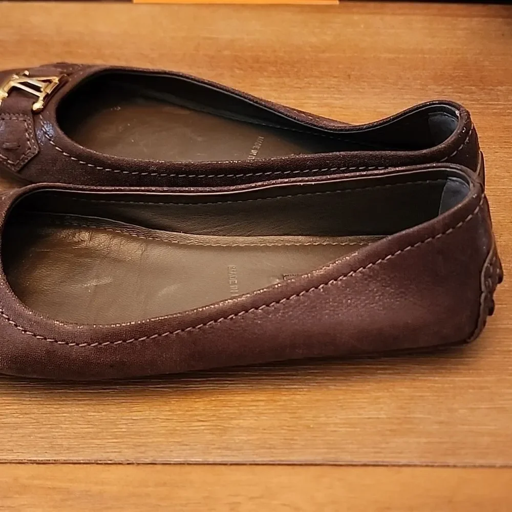 Authentic Louis Vuitton Brown Oxford Ballerina Flats Size 36
