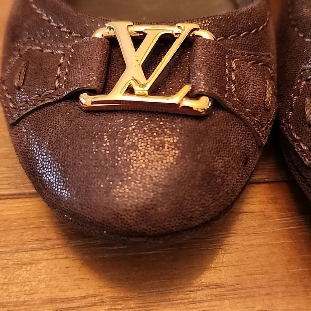 Authentic Louis Vuitton Brown Oxford Ballerina Flats Size 36