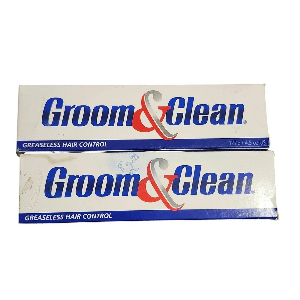 Lot of 2 Groom & Clean Greaseless Hair Control 4.5oz Discontinued Water Rinsable