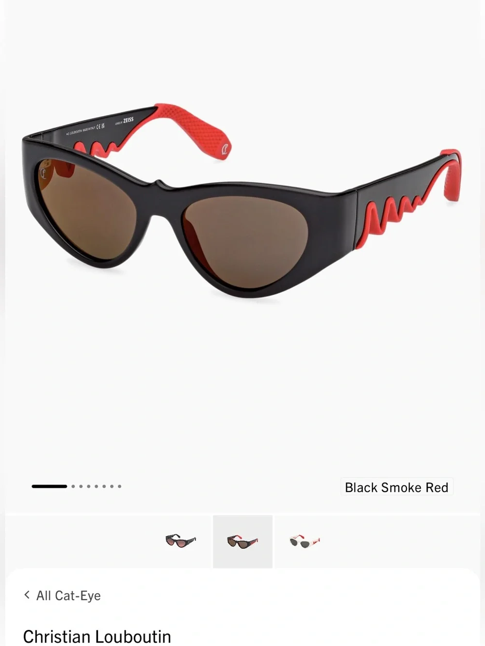 Christian Louboutin Kids Black and Red Cat-Eye Sunglasses with Wave Temples