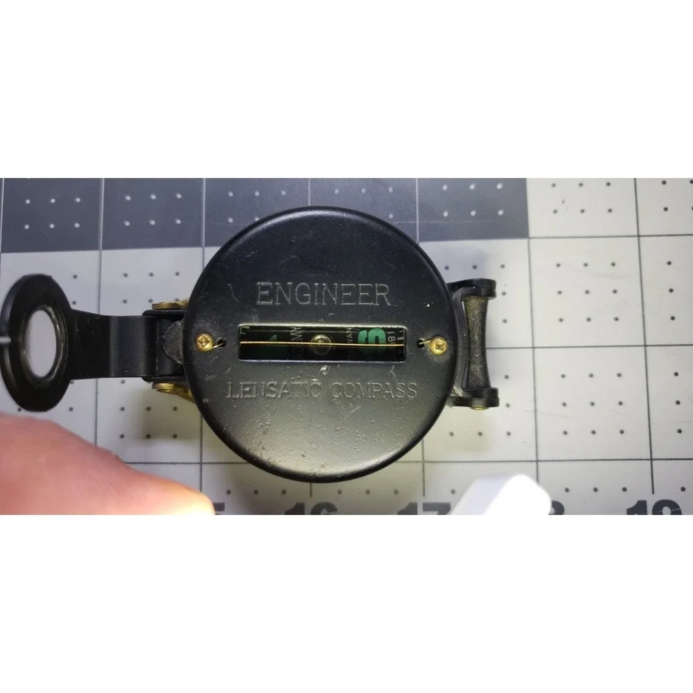 Engineer Academy Lensatic Compass Black Brass, Hiking, Camping, Vintage MCM