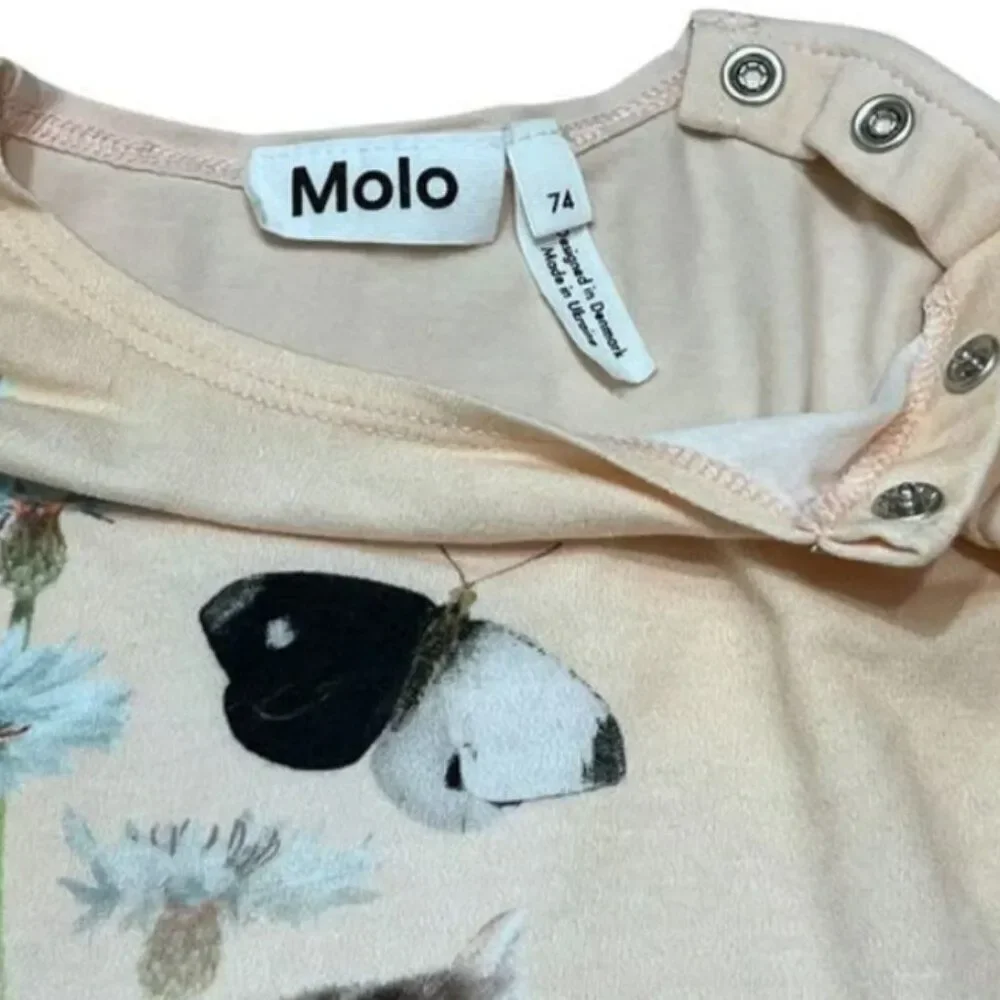 Molo Girls Long Sleeve Pink Clover Kitten Butterfly Top Size 9 Months