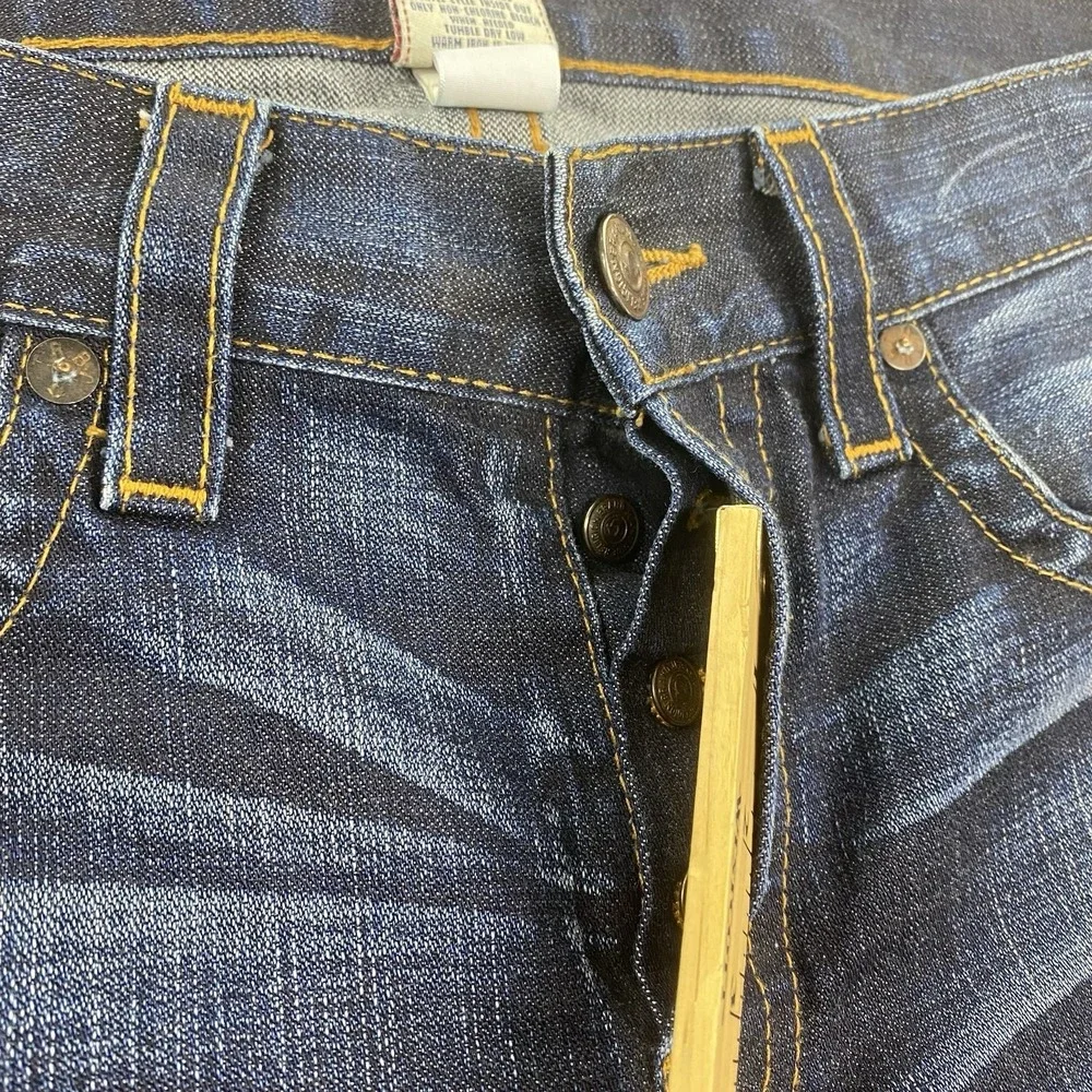 True Religion Jeans Mens 34 Blue Geno Torque Twisted Slim Saratoga Wash USA