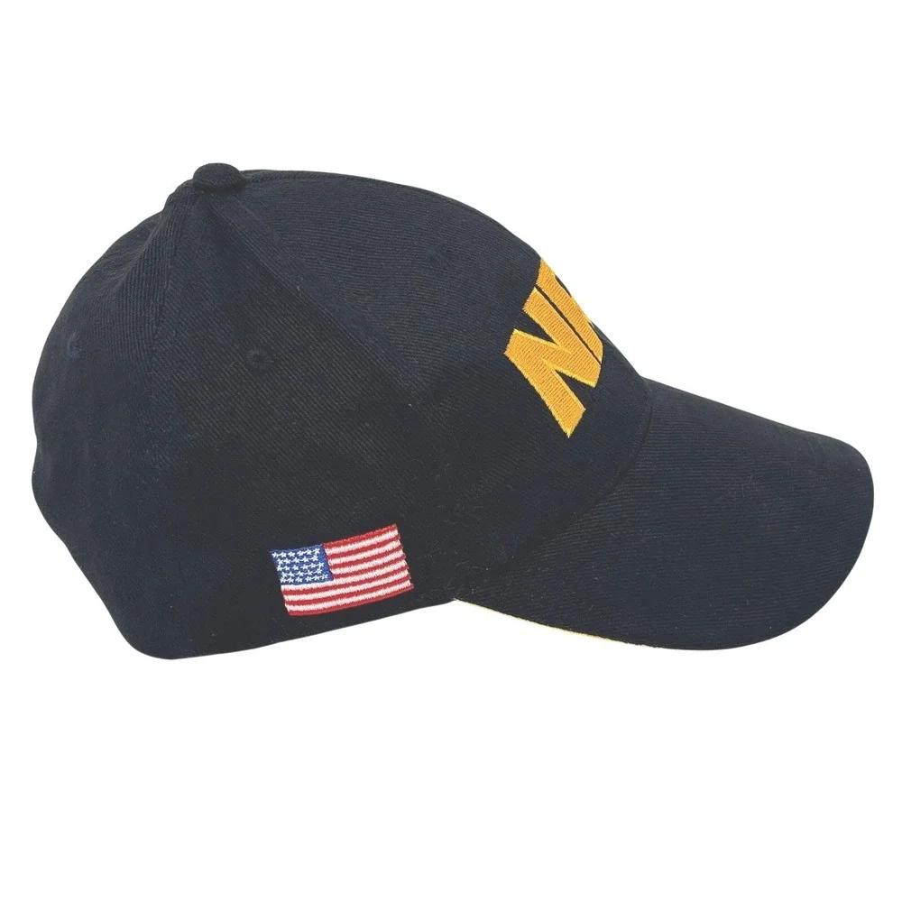 NRA Baseball Cap Mens Black‎ Yellow Embroidered Cotton Adjustable Hat US Flag