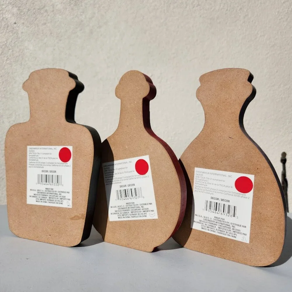 New Set of 3 Halloween Decor Wooden Potions Wood Decorations Bat Blood Witch's B