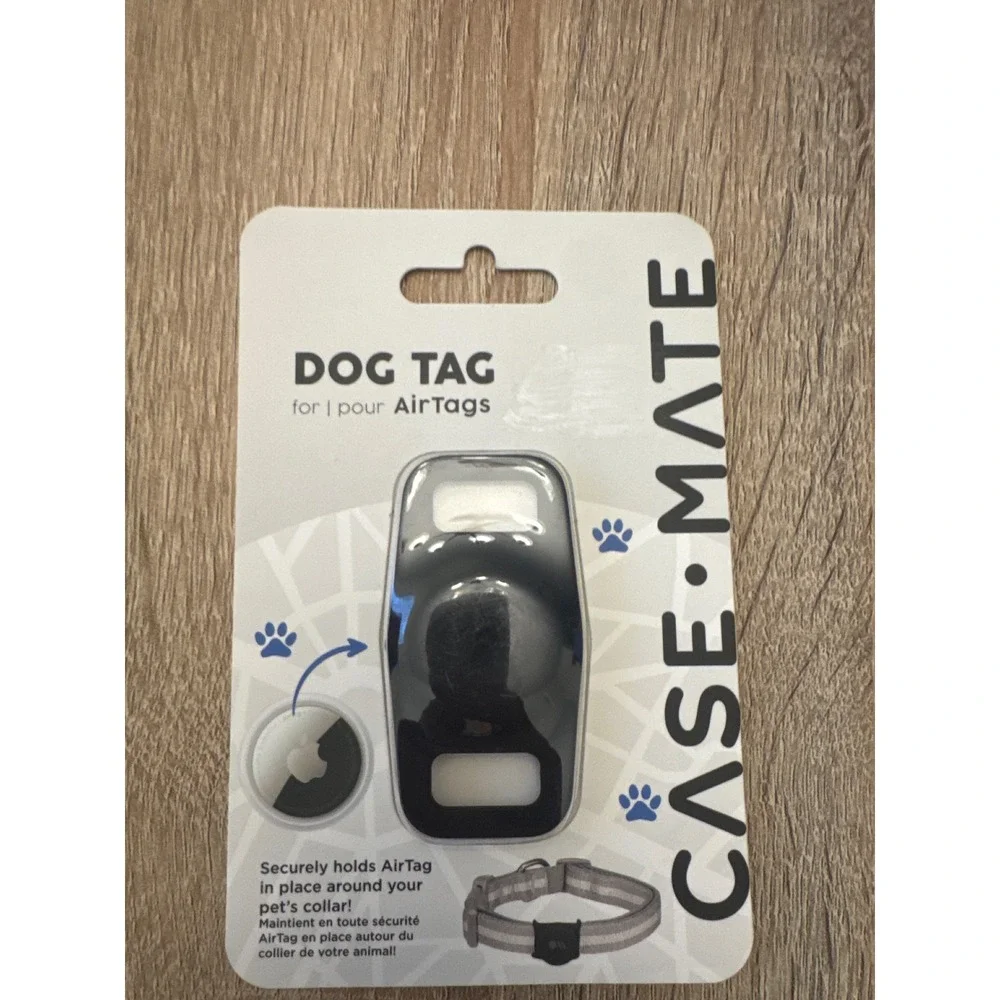 CASE MATE‎ Dog Tag Holder for Apple AirTag Secure Pet Collar Attachment Black
