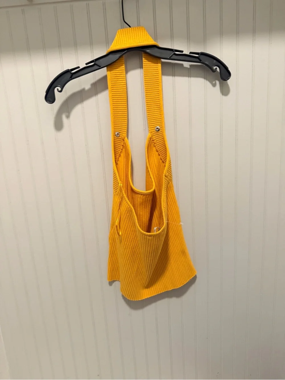 Zara Ribbed Halter Tank Top in Mustard Yellow
