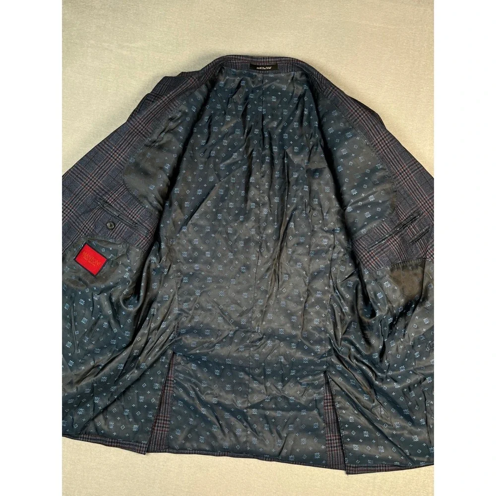 Mantoni Blazer Men 40R Super fine Vergin Wool Jacket Blue Red Plaid Sport Coat‎