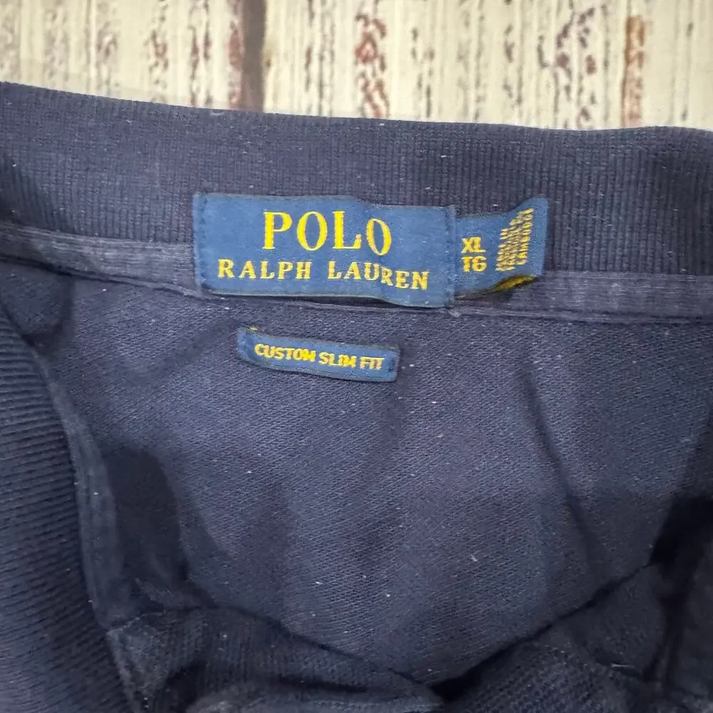 Polo Ralph Lauren Long Sleeve Polo Navy XL Custom Slim Fit Pony Logo