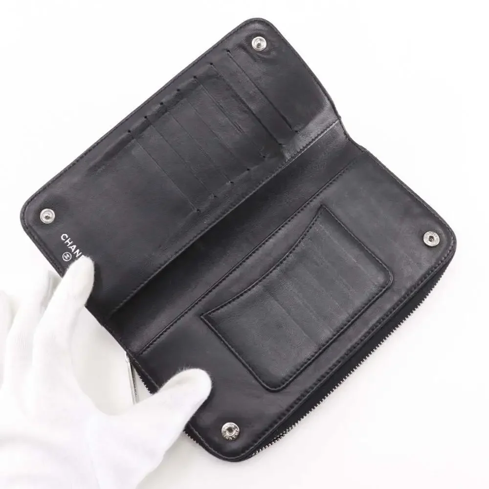 CHANEL Authentic Black Lambskin Leather Wallet