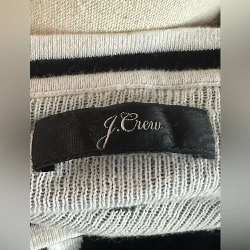 J. Crew Crewneck Pullover Sweater Jumper in Black Ivory Polka Dot Size S