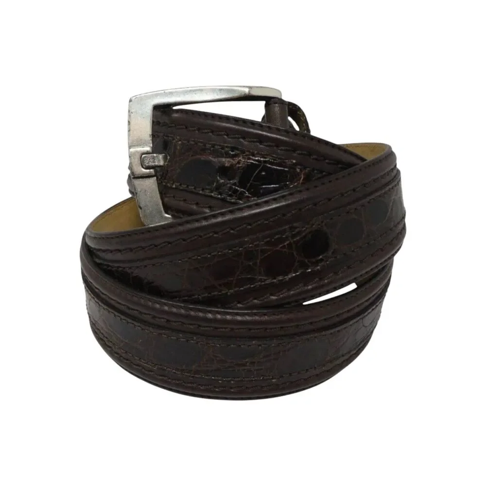 Mezlan Brown Genuine Crocodile Leather Mens Belt