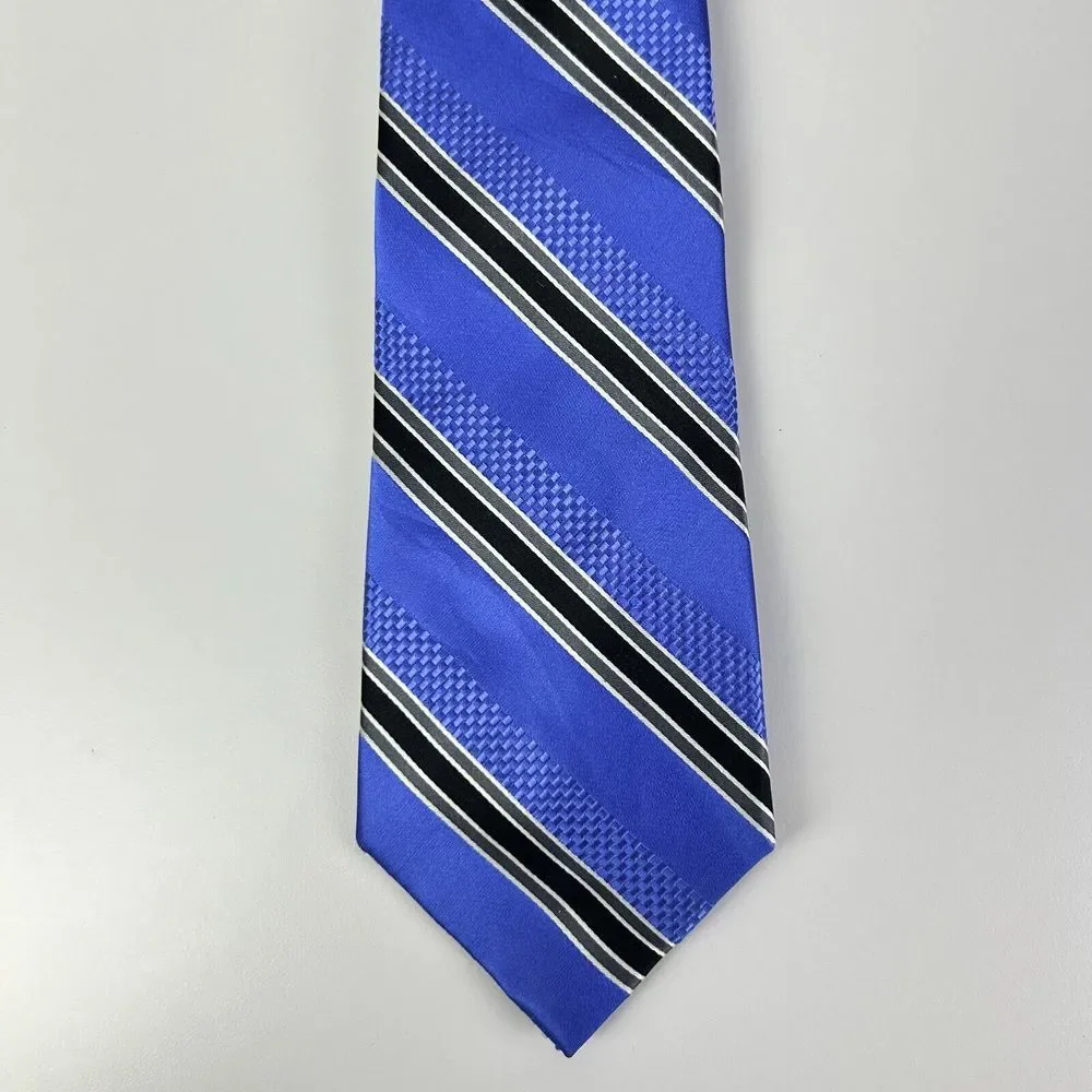 Bugatti Green Blue Black Striped Woven Classic Pointed Tie Men's One‎ Size