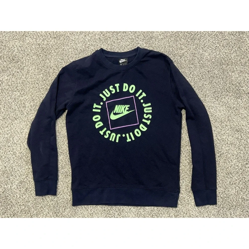 Nike Men's SMALL Sweatshirt Just Do It Pullover Crewneck Long‎ Sleeve Athletic