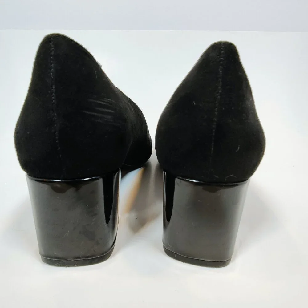 Bandolino Women's 8M Black‎ Suede Chunky Heel Pumps