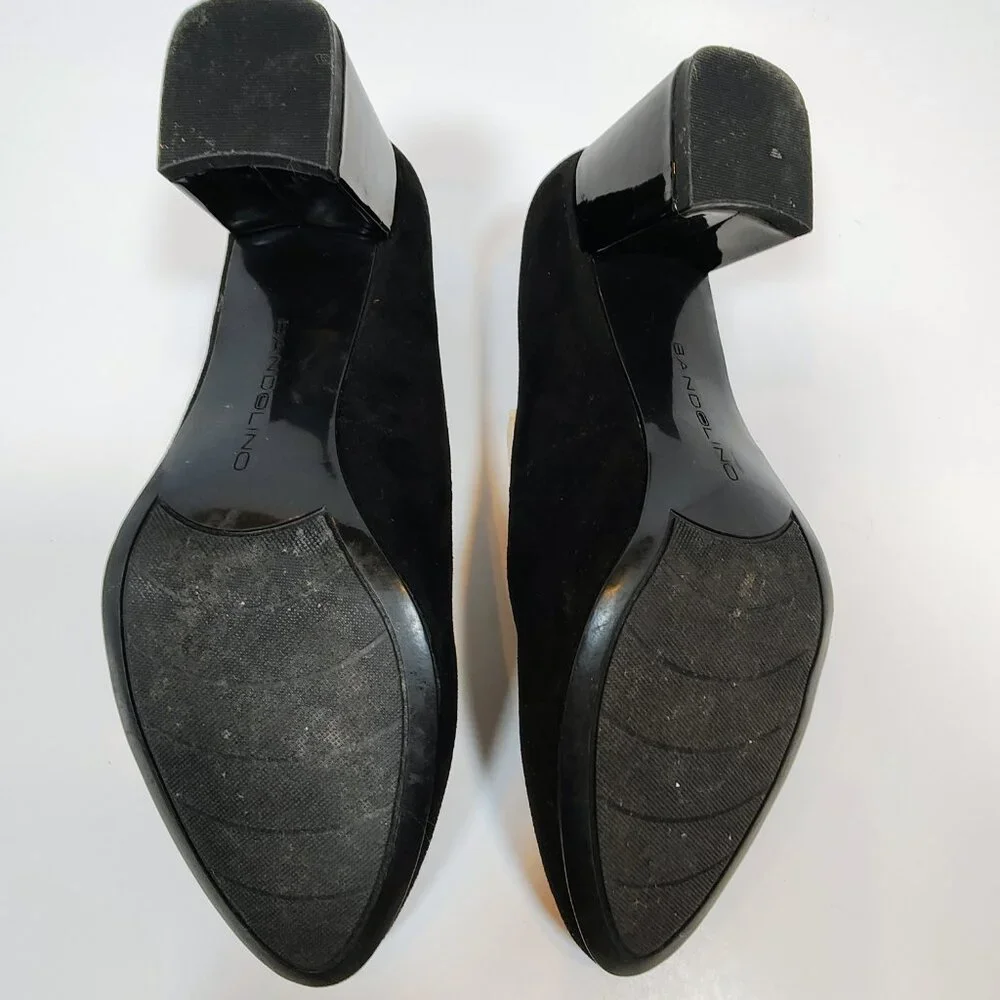 Bandolino Women's 8M Black‎ Suede Chunky Heel Pumps