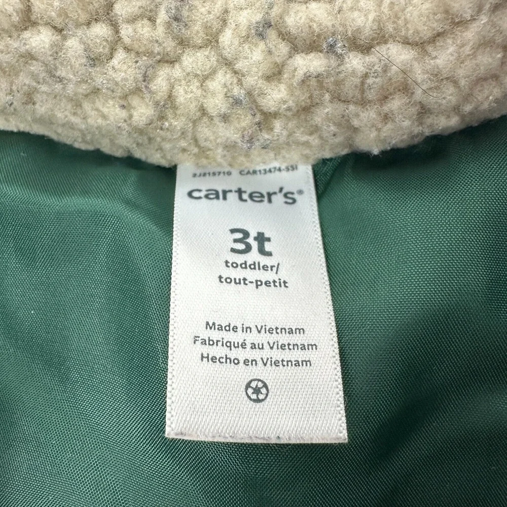 Carters Kids 3T Puffer Vest - Green Vest Navy Coruroy Top-Full‎ Zip w/ Pockets