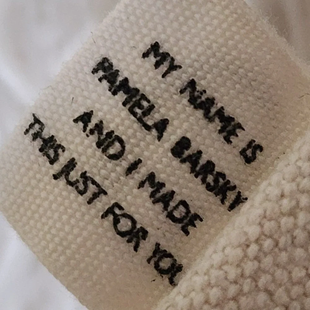 Pamela Barsky Canvas Zipper Pouch I Wish Someone Could Follow Me Quote Bag Cream
