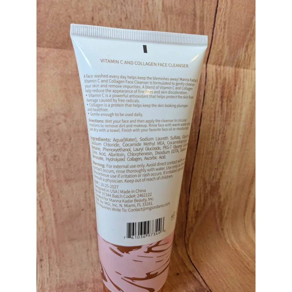 Manna Kadar Vitamin C & Collagen‎ Face Cleanser Paraben Free 6.76 oz