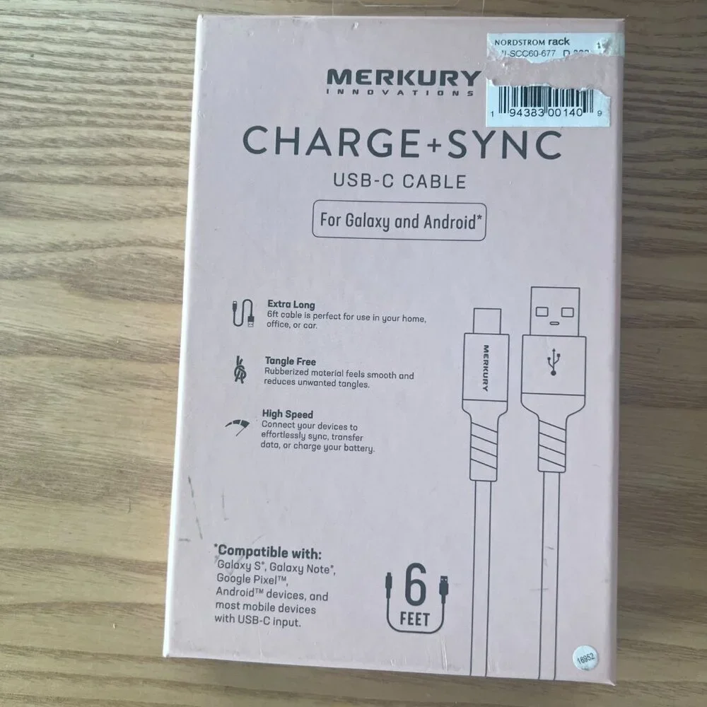 Merkury USB-C Cable Galaxy Android Pink Silicone 6 feet Charging Syncing