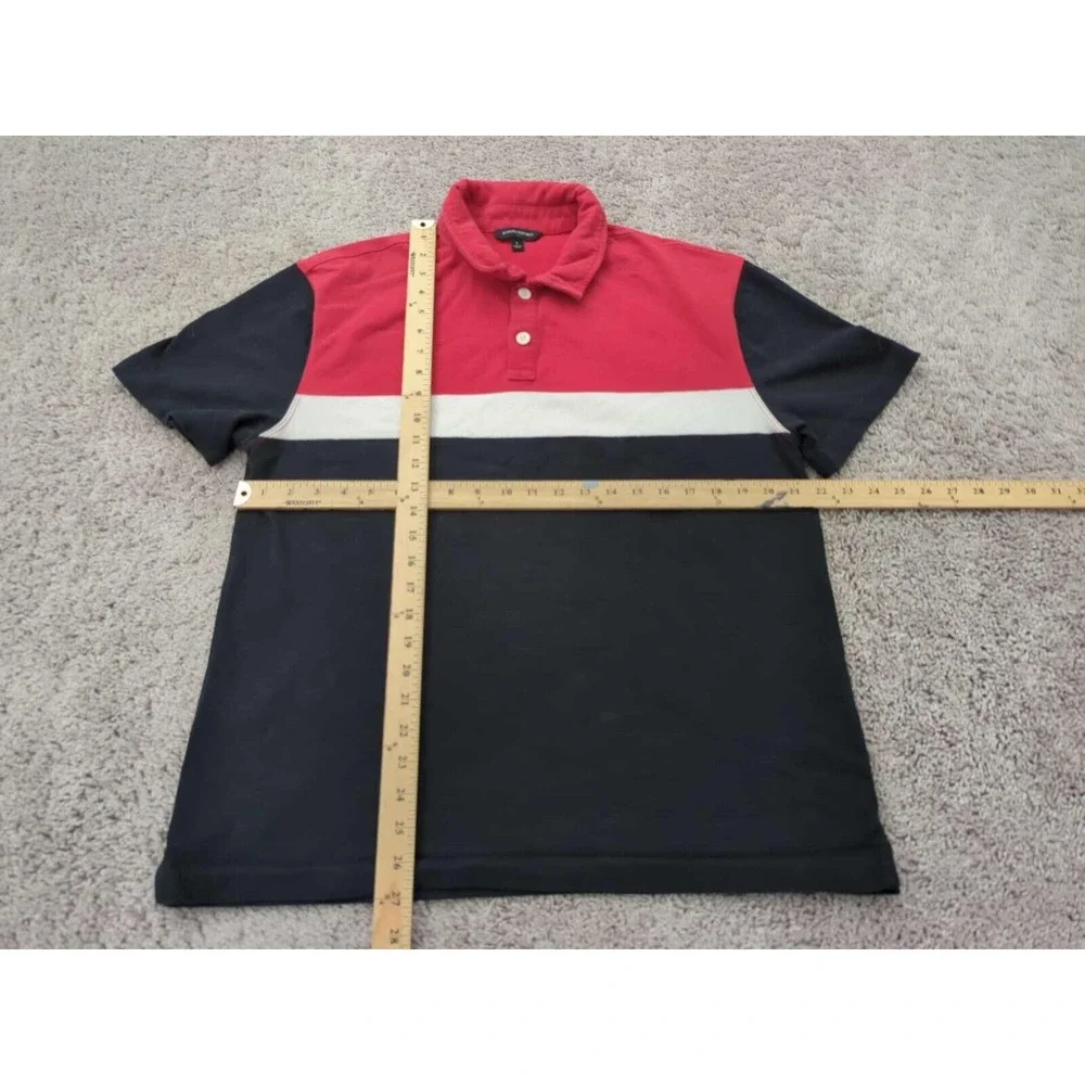 Banana Republic Polo Shirt Mens Large Black Color‎ Block Short Sleeve Casual