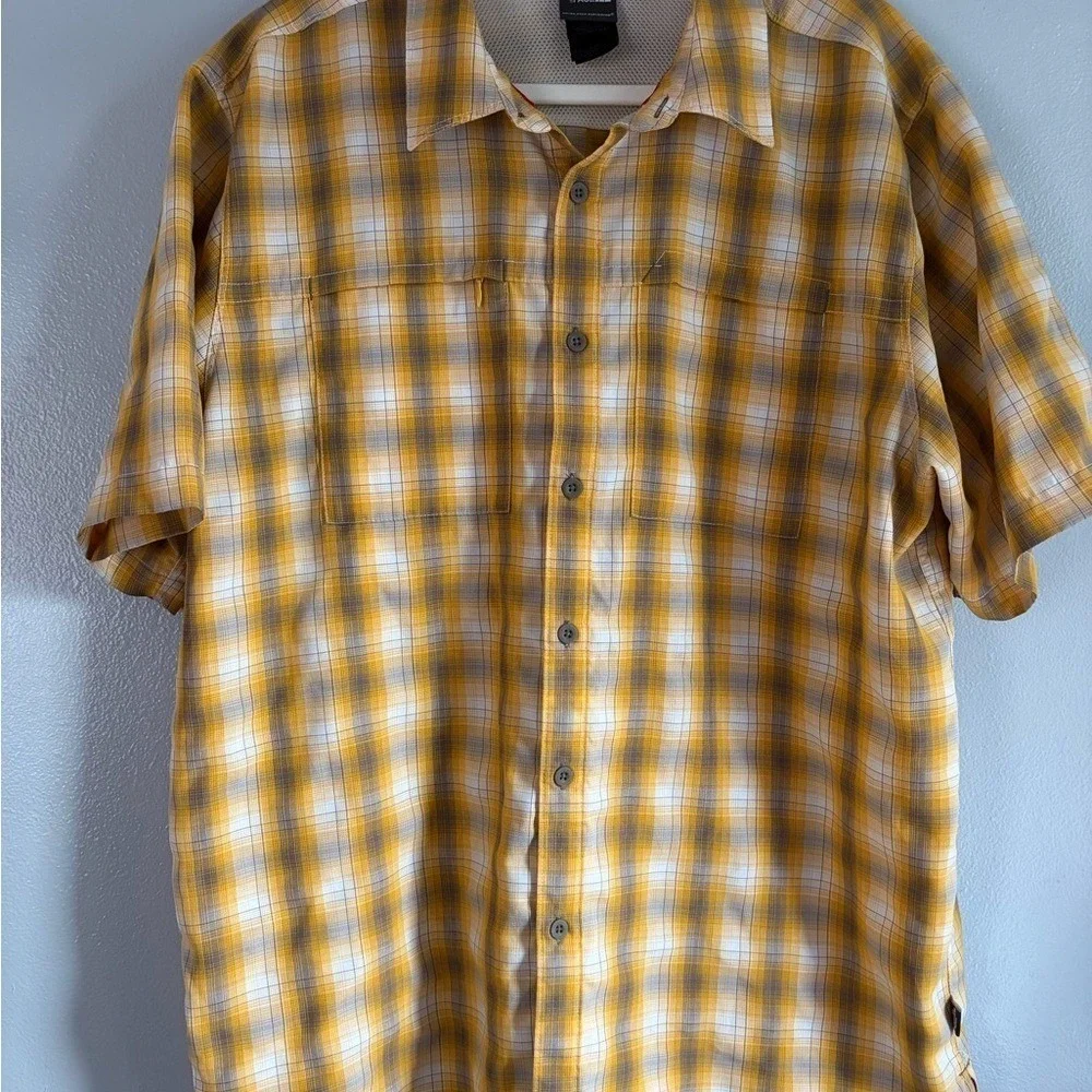 The North Face Yellow and‎ White Plaid Men's Shirt