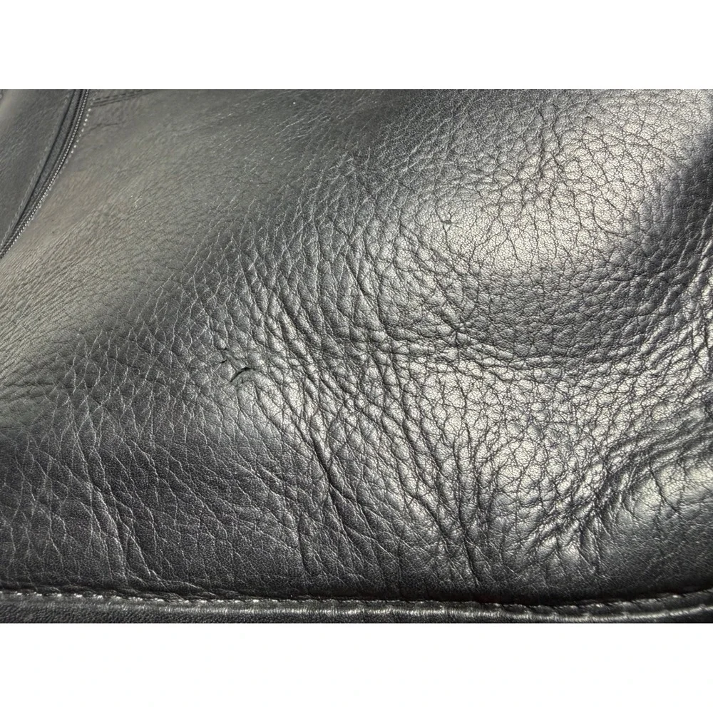 Vintage 90s Black Leather Messenger Unisex‎ Black Large Laptop Bag IMPERFECTIONS