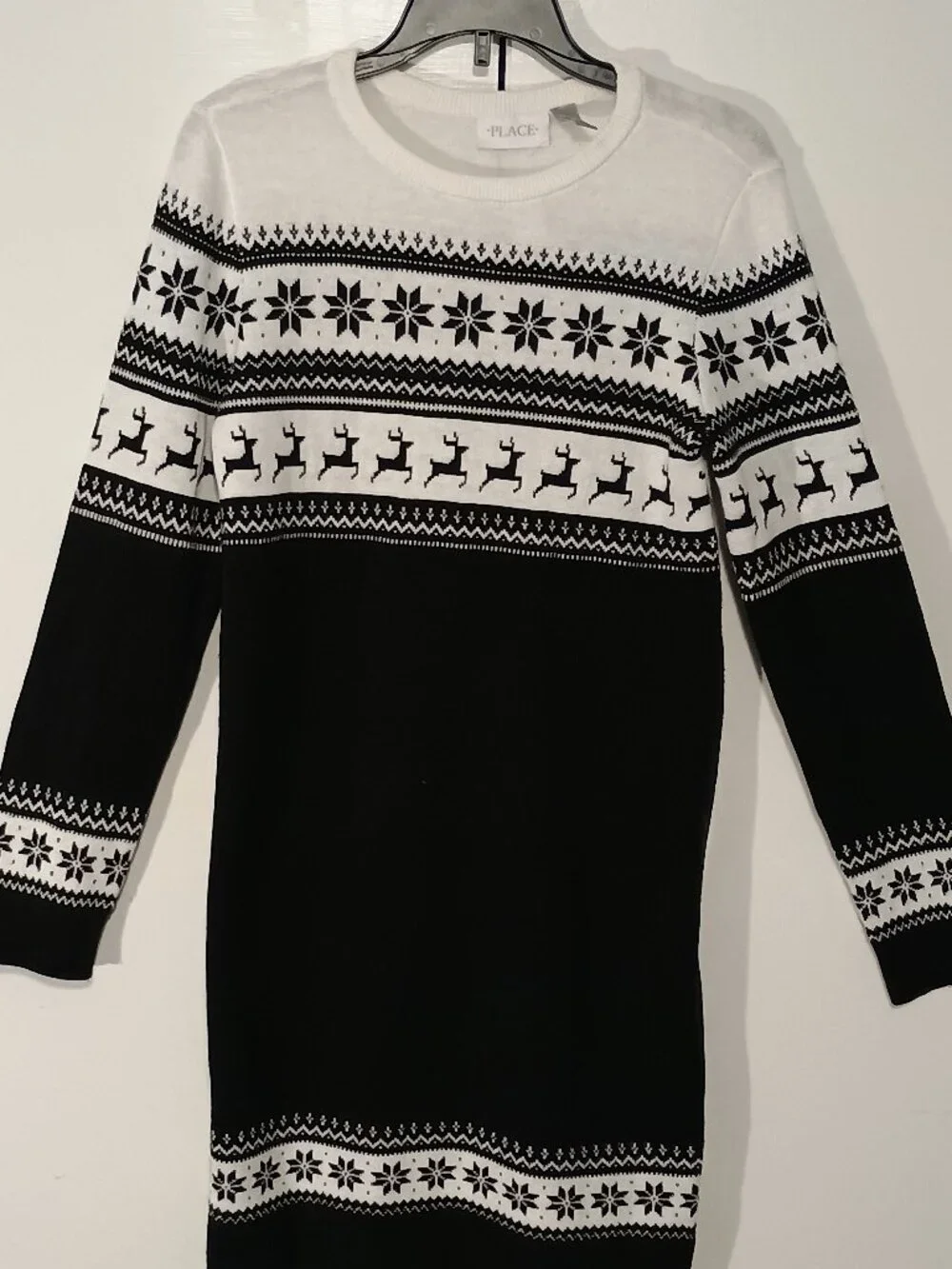 The Children’s Place Girls Fair Isle Reindeer Sweater Dress Size Large 10/12 NWT