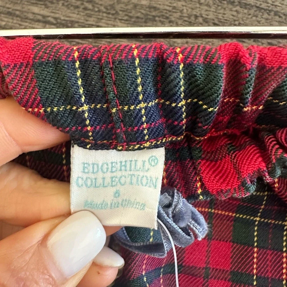 NWT Edgehill Collection Size 6  Red and Black Plaid Kids Pants