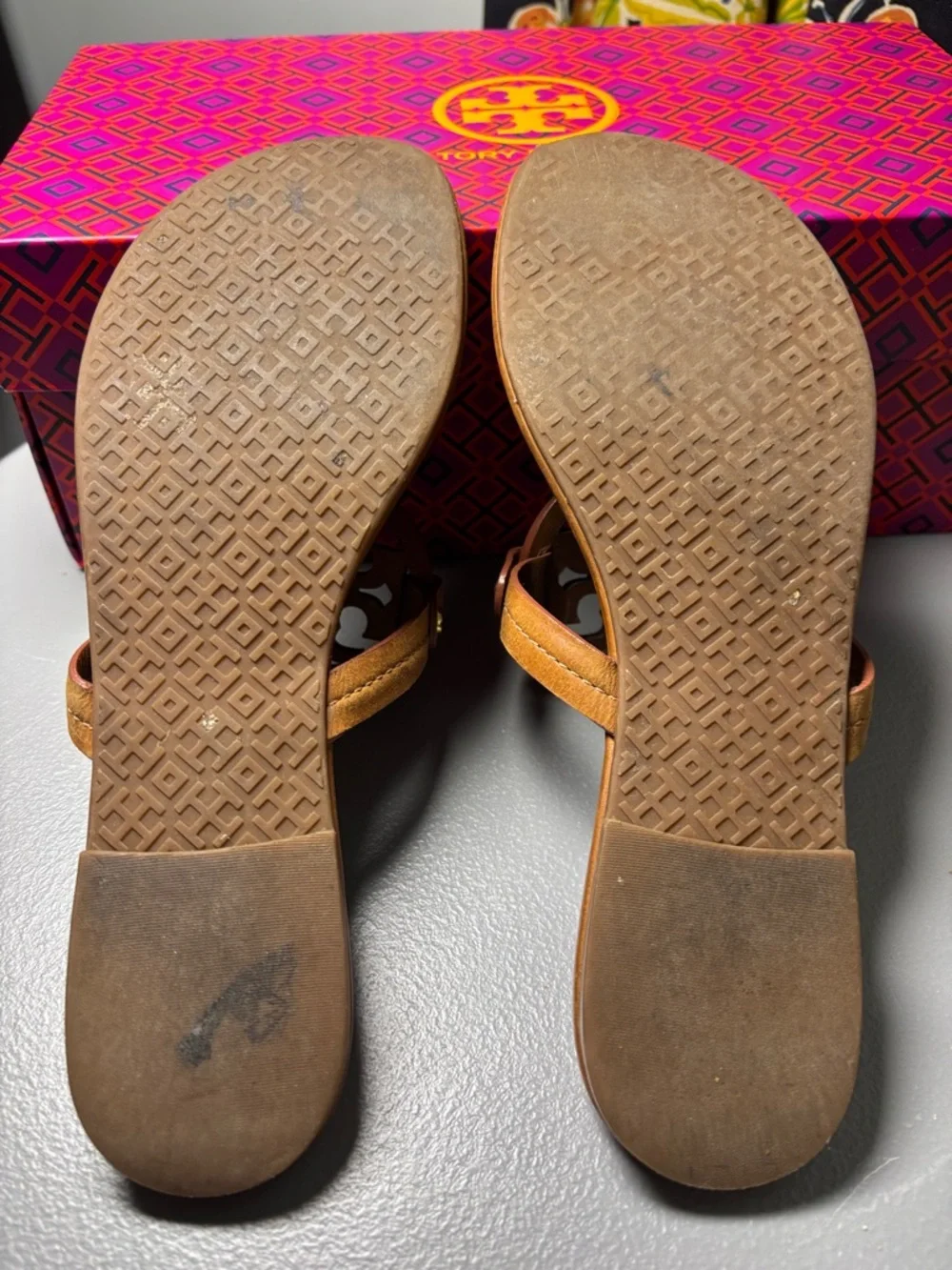 TORY BURCH MILLER LEATHER SANDALS Vintage Vachetta BROWN