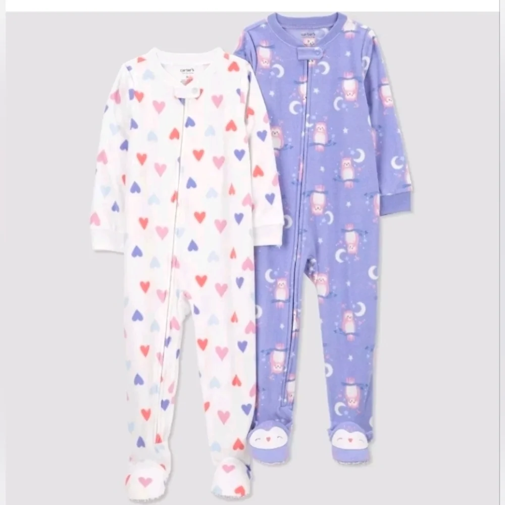 Carter's Just One You 2 Pack Toddler Girls fleece Footed Pajamas