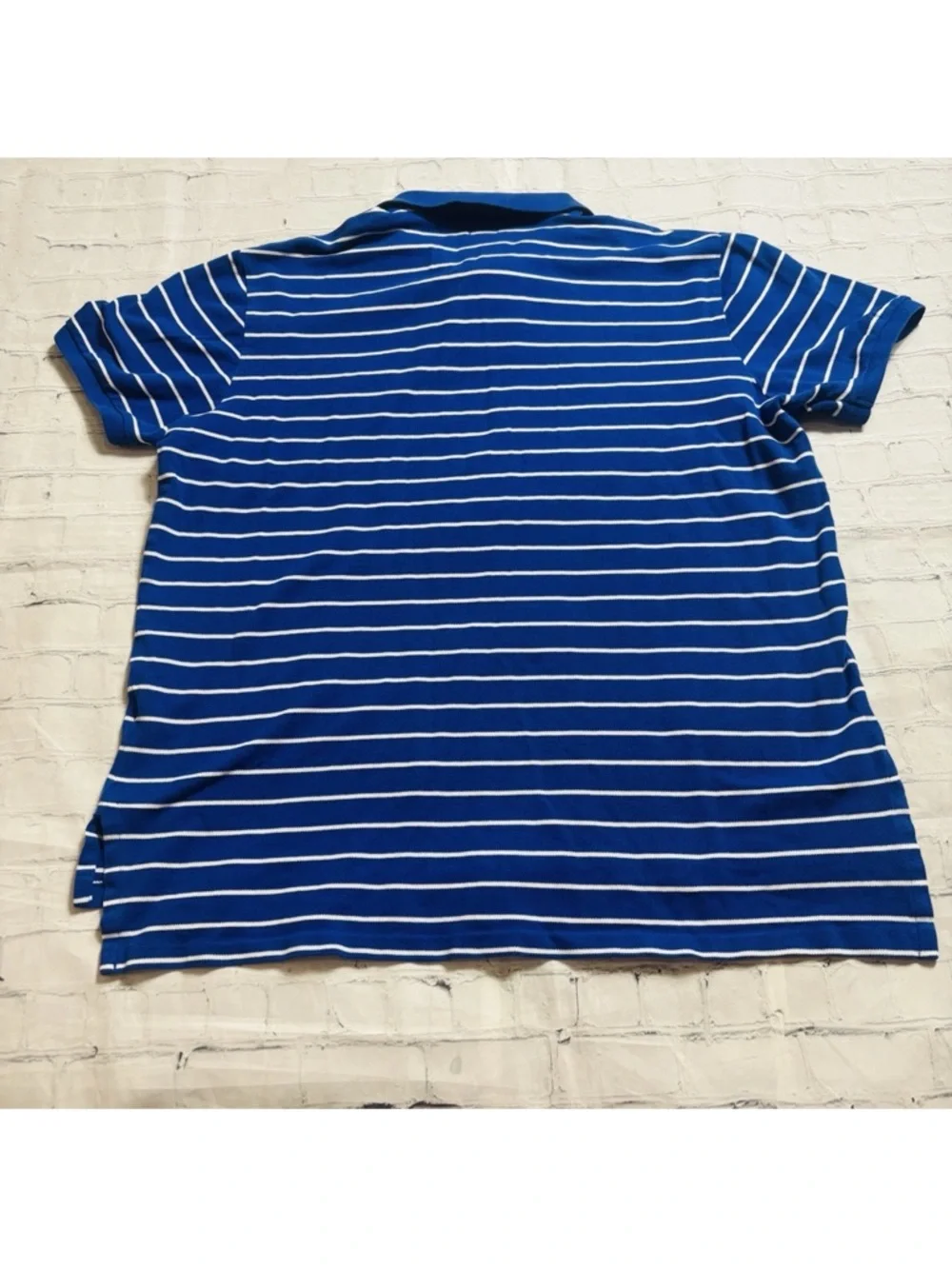 Polo Ralph Lauren Men's XL Custom Fit Stretch Mesh Polo Shirt Striped Blue White