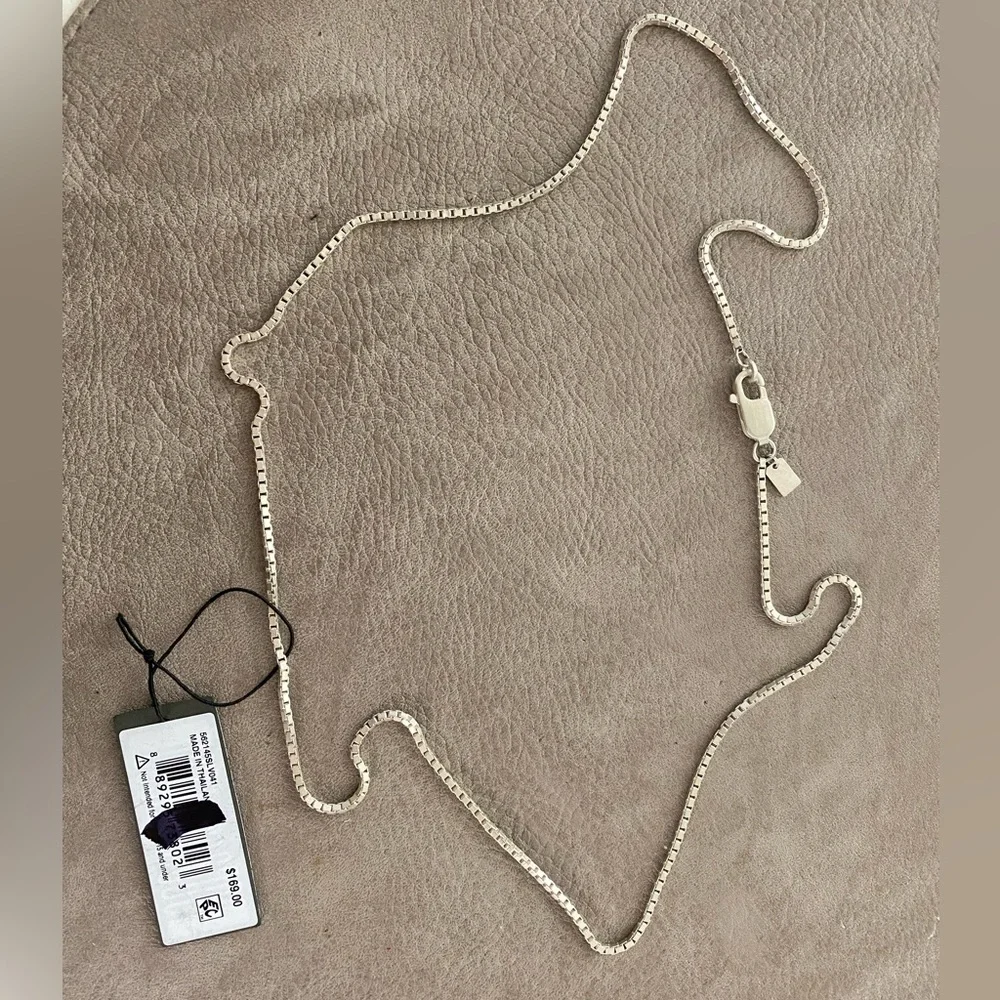 AllSaints Leor Slim Chain Necklace Warm Sterling Silver 925