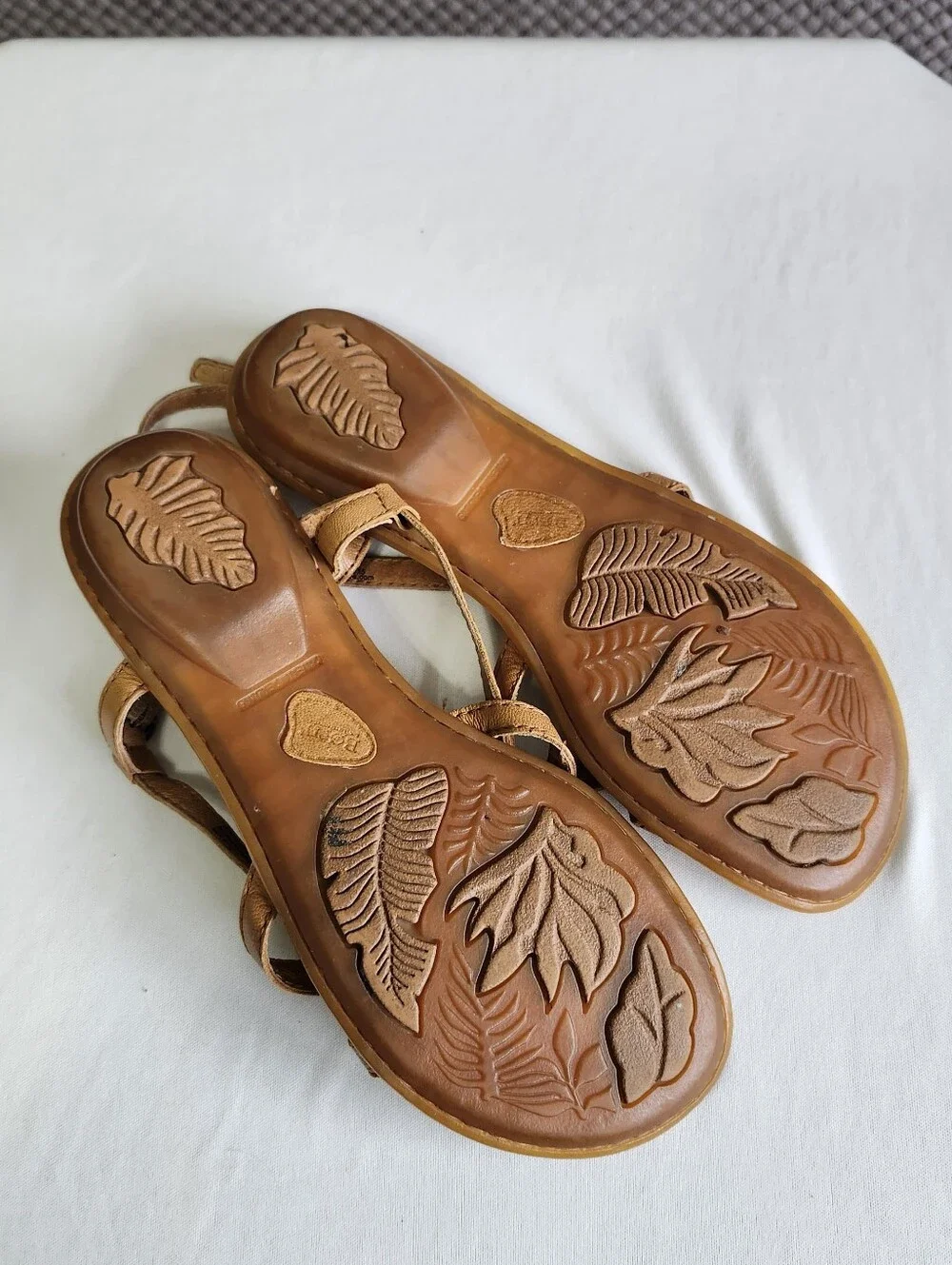 Born Tan Leather T-Strap Sandals