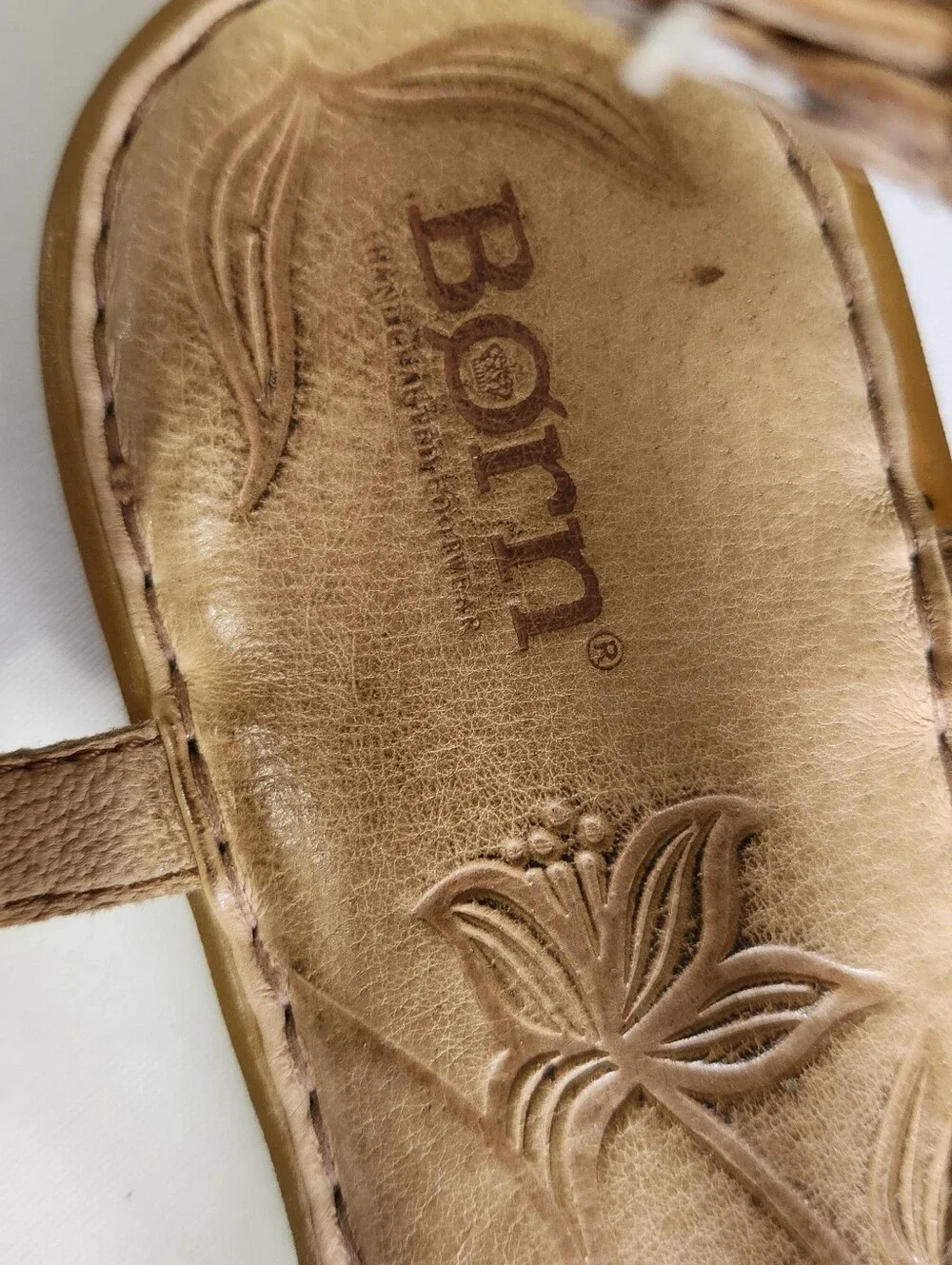 Born Tan Leather T-Strap Sandals