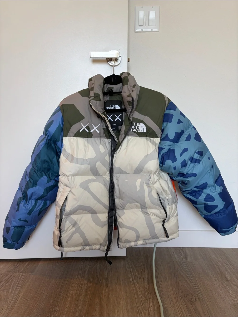KAWS x The North Face Retro 1996 Puffer Jacket - Moonlight Ivory Nuptse Print