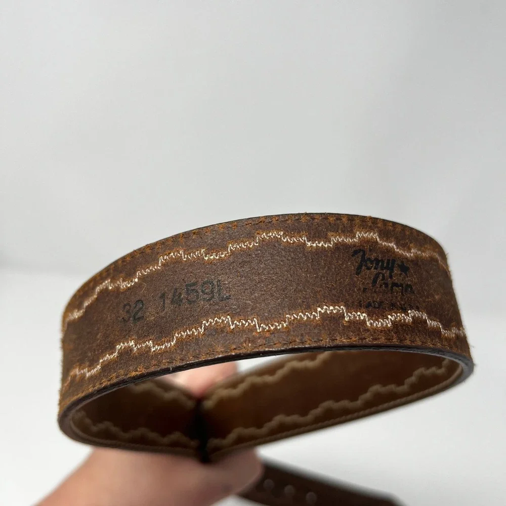 Tony Lama Brown Leather Western Belt Silver Buckle Women's Size 32 1459L