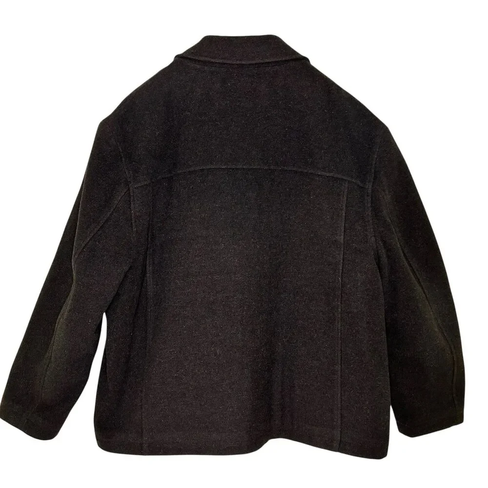 Dockers Mens Wool Blend Bomber Jacket Black XXL Quilted Interior Front Zip