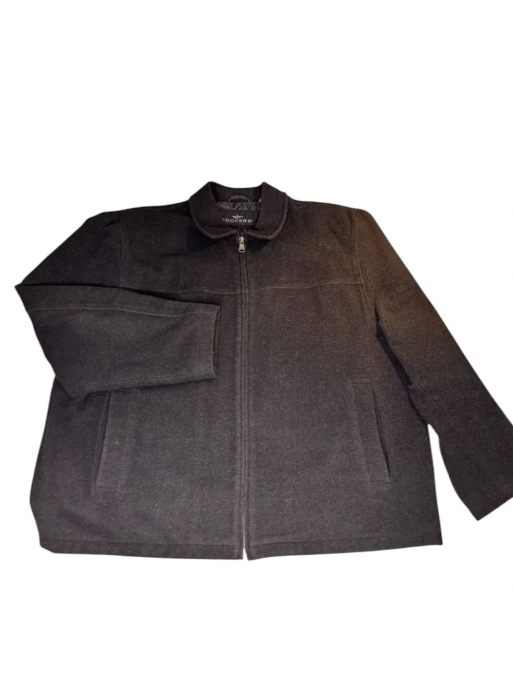 Dockers Mens Wool Blend Bomber Jacket Black XXL Quilted Interior Front Zip