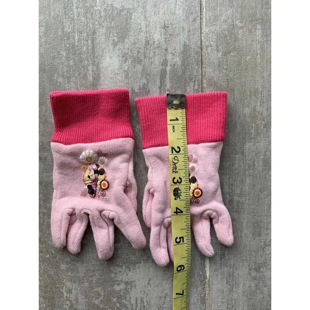 Disney Minnie Mouse Toddler Little Girls Pink Cotton Jersey Stretch Gloves 2-6 Y