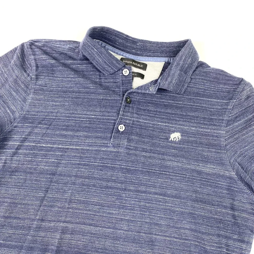 Banana Republic Polo‎ Shirt Mens Large Navy Blue Collared Cotton Blend