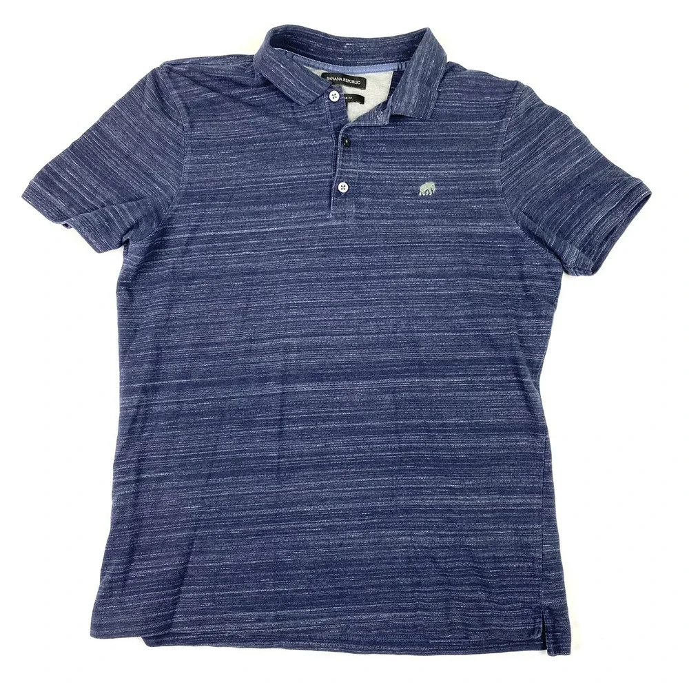 Banana Republic Polo‎ Shirt Mens Large Navy Blue Collared Cotton Blend