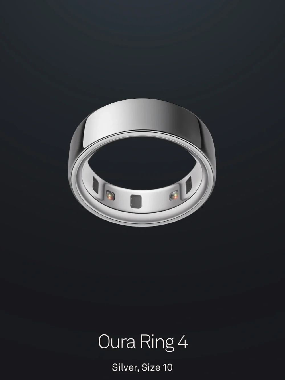 Oura Ring 4, in silver, size 10