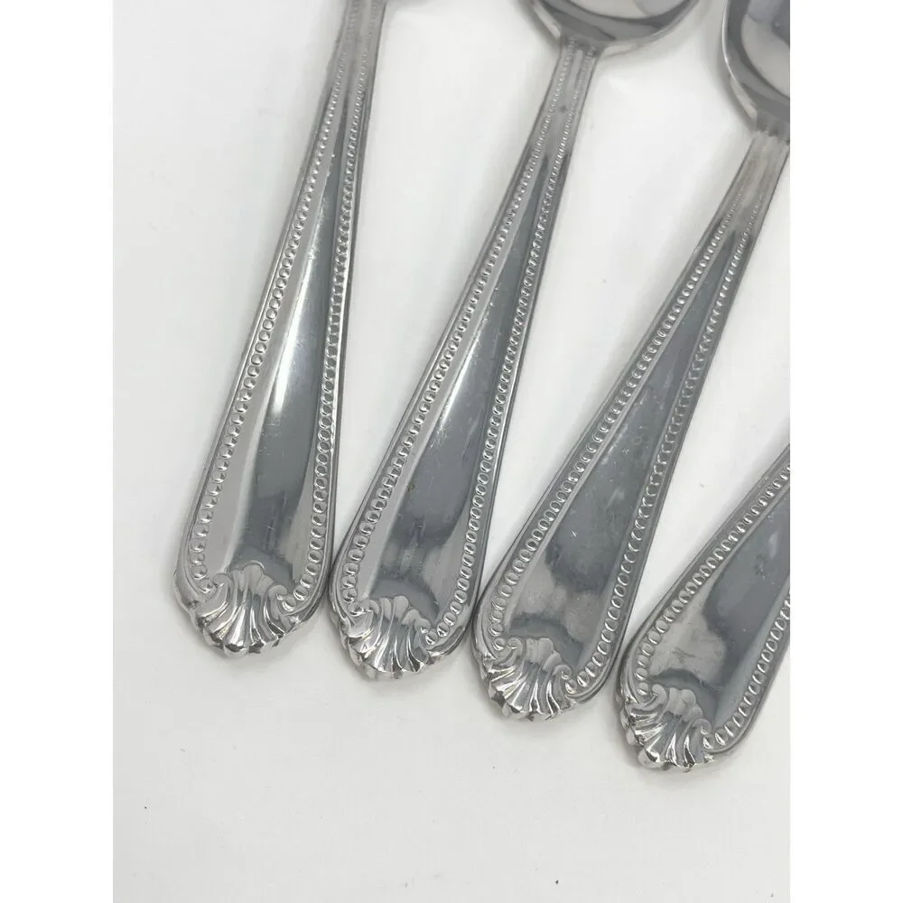Lenox BEAD Stainless 18/10 Glossy Dinner Soup Spoon 7” Set Of 4 Replacement