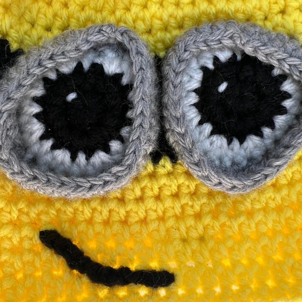 Kids Yellow Minion Handmade Crochet‎ Hat Beanie Winter Cute Earflap Costume