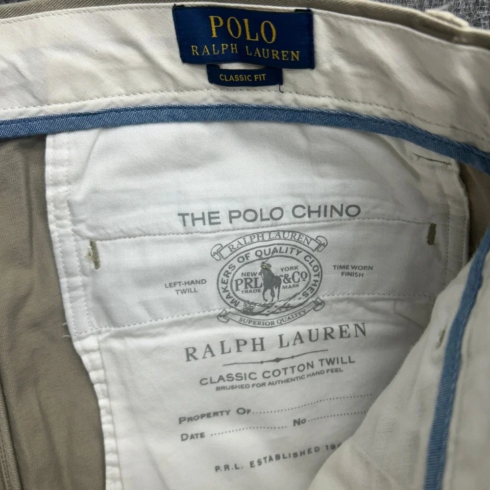 Polo Ralph Lauren The Polo Chino Pants Mens 35x30 Beige Cotton Twill Classic Fit