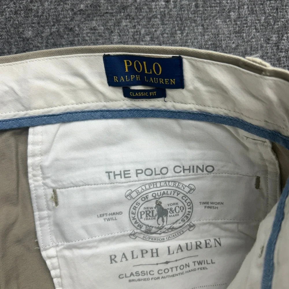 Polo Ralph Lauren The Polo Chino Pants Mens 35x30 Beige Cotton Twill Classic Fit