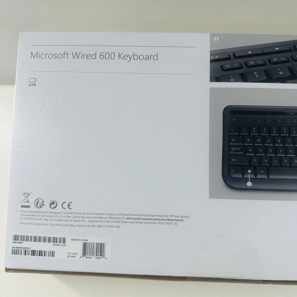 Microsoft Wired Keyboard 600 ANB00001 Wired New Black w Box‎