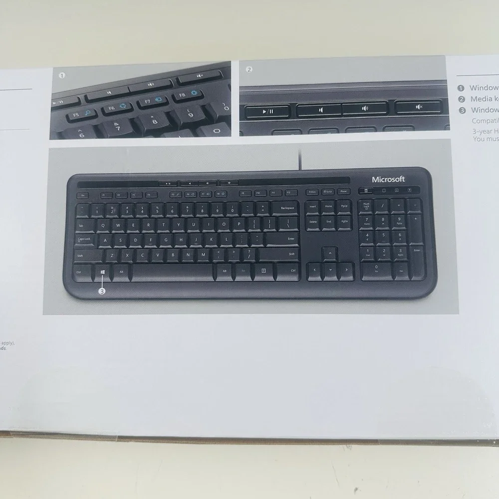 Microsoft Wired Keyboard 600 ANB00001 Wired New Black w Box‎