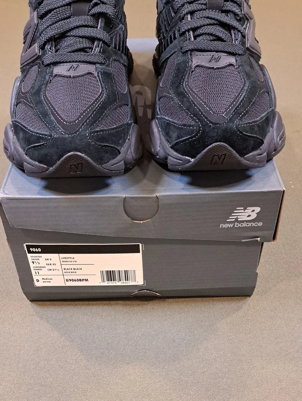 New Balance 9060 Sneakers - Color: Black/Black - Size: Unisex - M 9.5, W 11 D